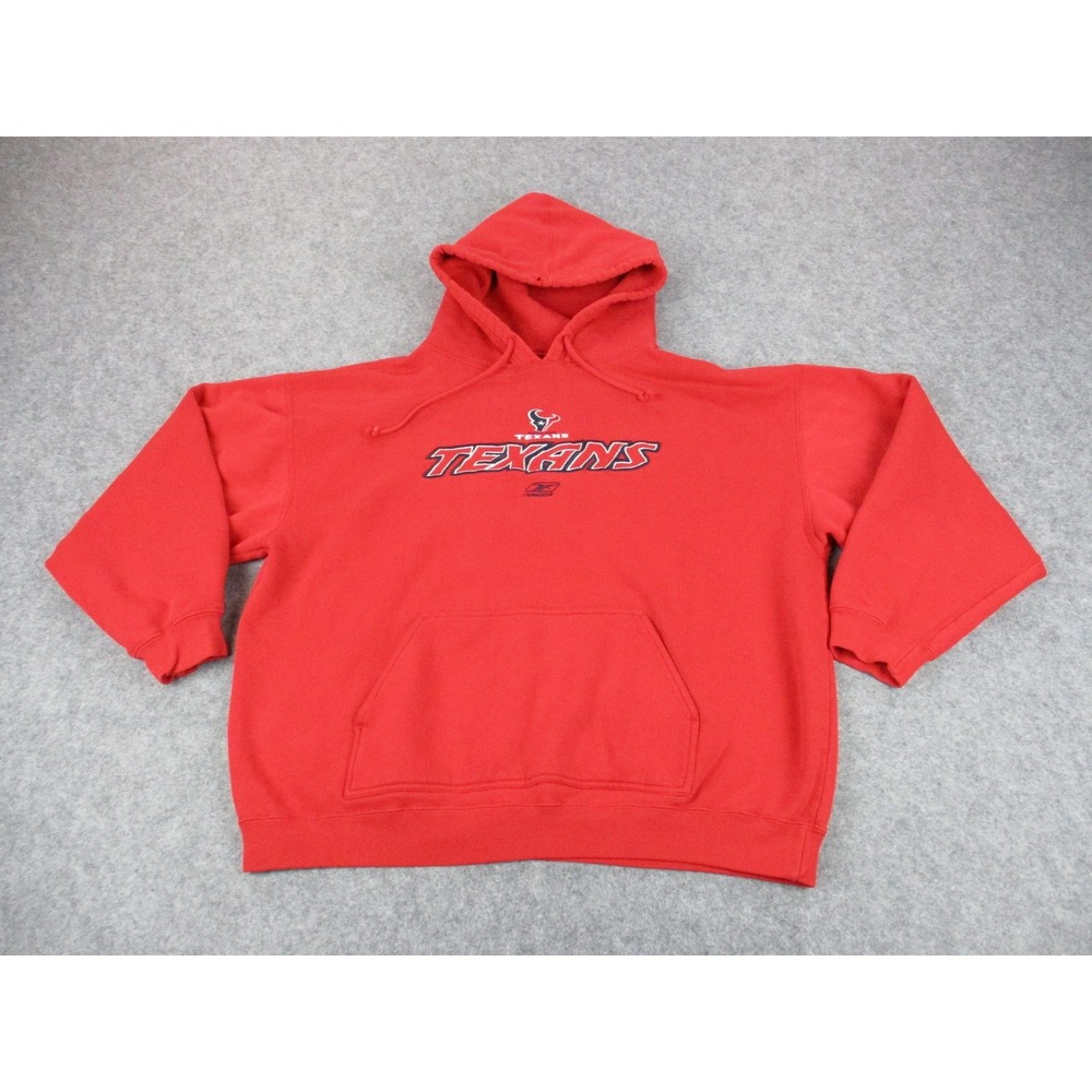 Houston Texans Hoodie Mens Large Red Reebok NFL Football Sweatshirt Sweater